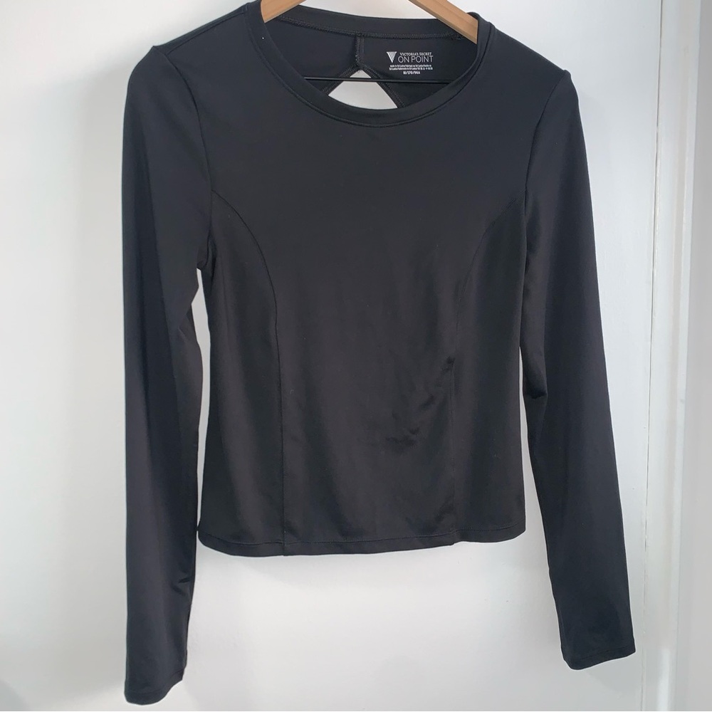 Victoria's Secret Black Long Sleeve tee sports training Size Medium workout yoga